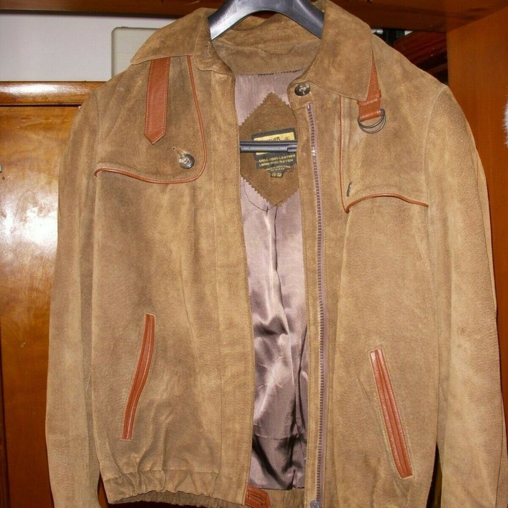 Leather Bug Brown Suede Leather Jacket Size 11/12